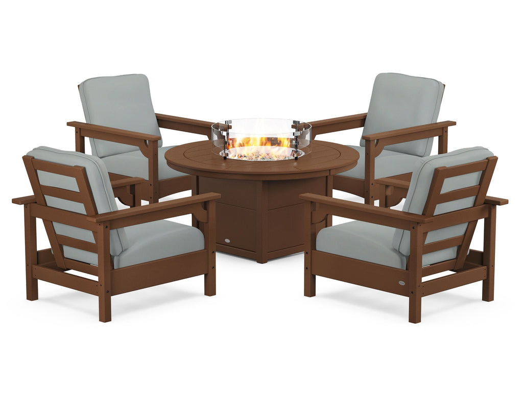 Club 5-Piece Conversation Set with Fire Pit Table