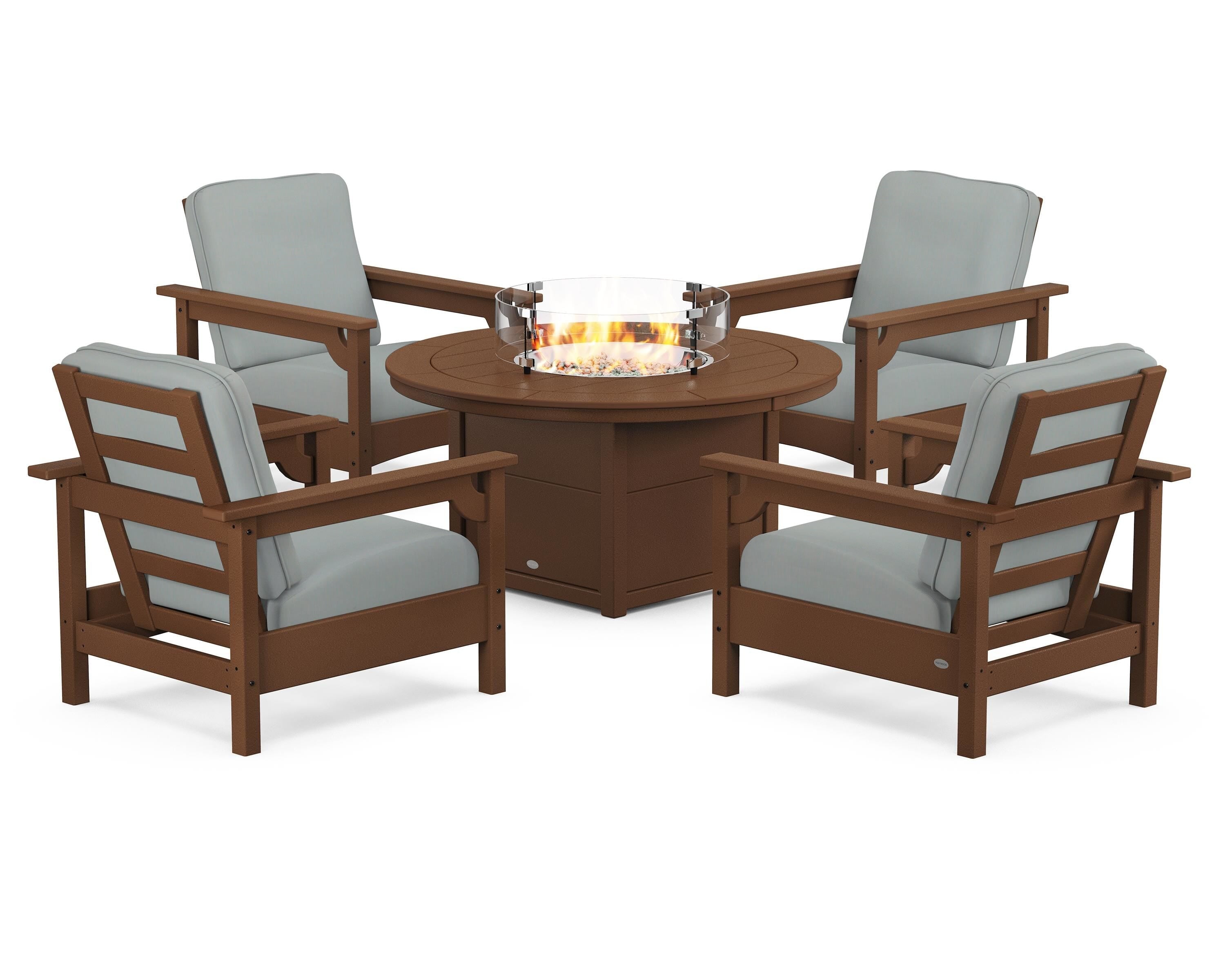 Club 5-Piece Conversation Set with Fire Pit Table