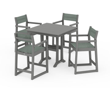 EDGE Sling Arm Chair 5-Piece Farmhouse Counter Set with Trestle Legs