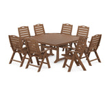 Nautical Highback 9-Piece Square Dining Set with Trestle Legs