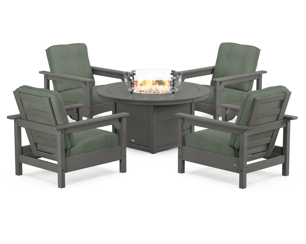 Club 5-Piece Conversation Set with Fire Pit Table