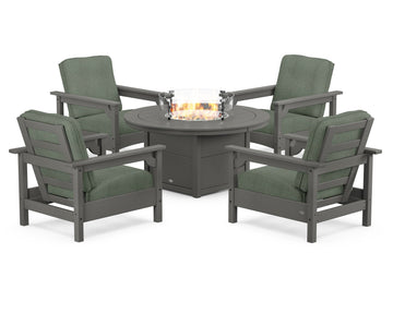Club 5-Piece Conversation Set with Fire Pit Table