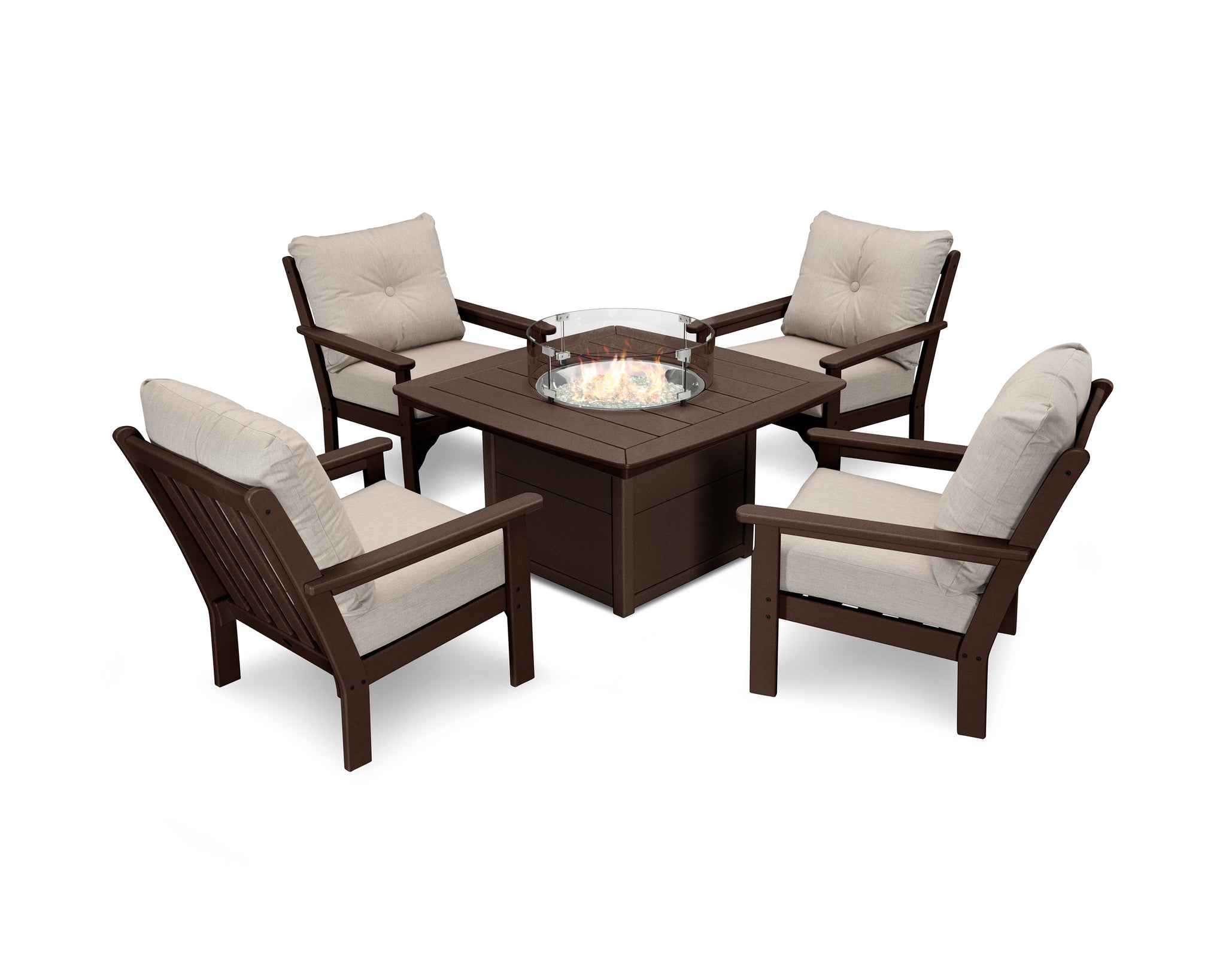 Vineyard 5-Piece Conversation Set with Fire Pit Table