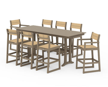 EDGE Sling 9-Piece Farmhouse Bar Set with Trestle Legs