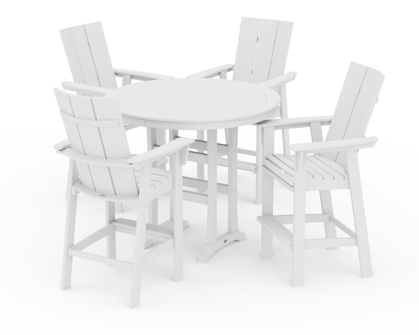 Modern Curveback Adirondack 5-Piece Nautical Trestle Bar Set