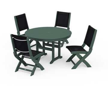 Coastal Folding Side Chair 5-Piece Round Dining Set