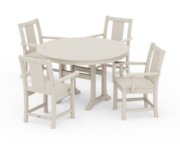 Prairie 5-Piece Round Dining Set with Trestle Legs