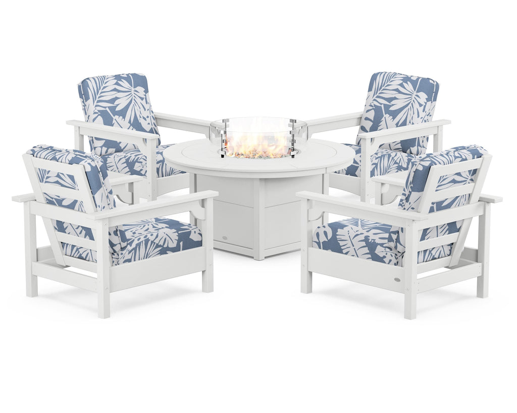 Club 5-Piece Conversation Set with Fire Pit Table