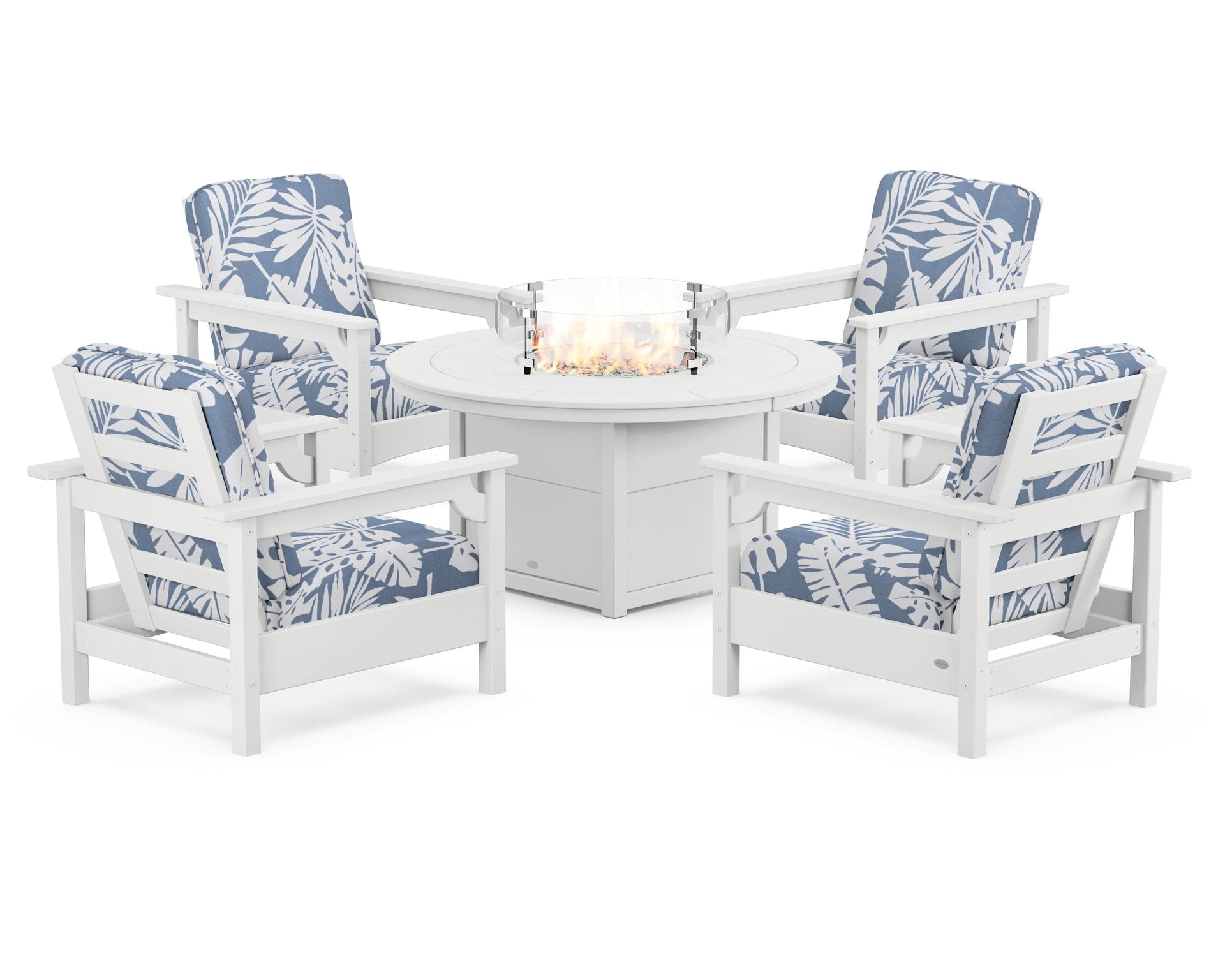 Club 5-Piece Conversation Set with Fire Pit Table