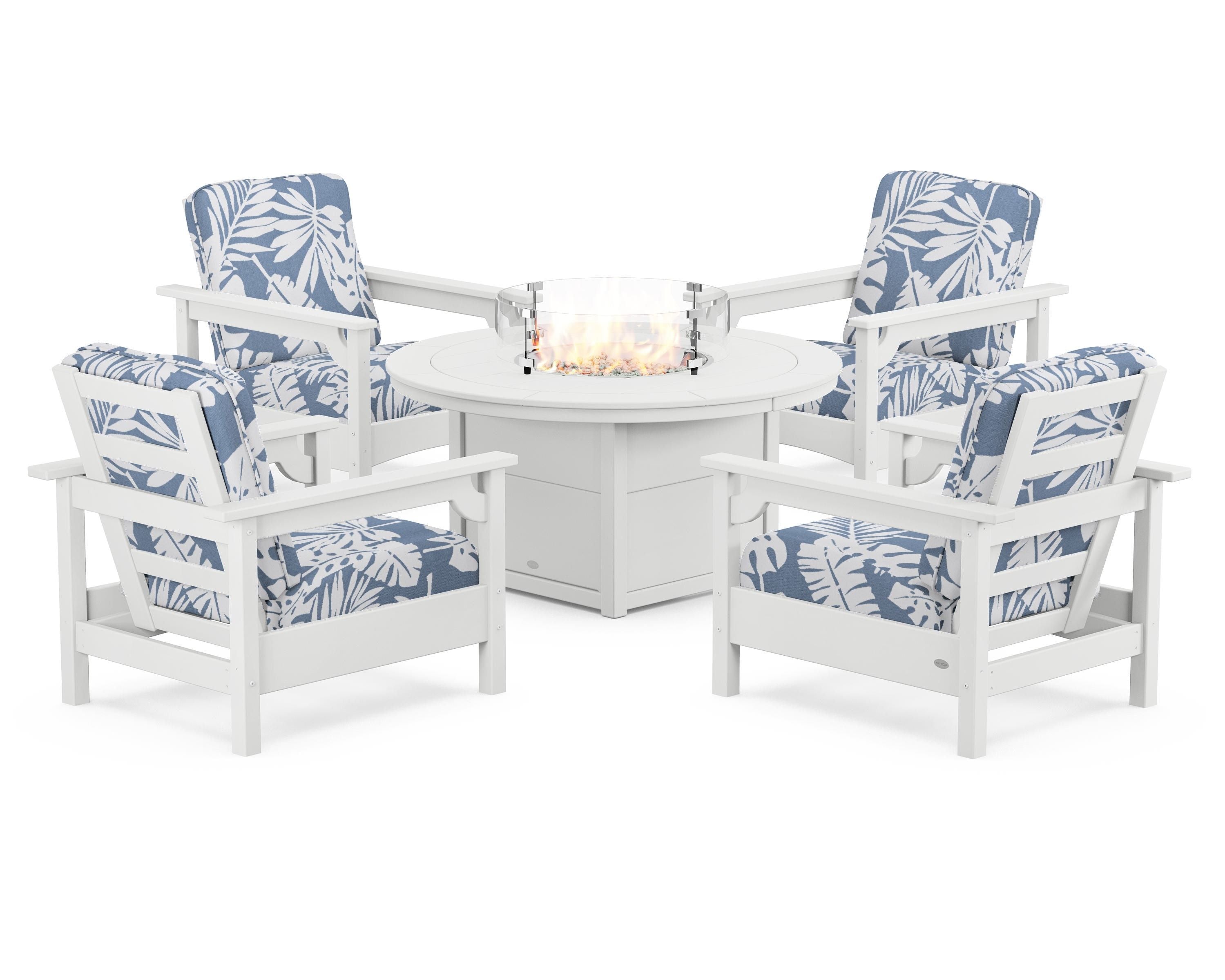 Club 5-Piece Conversation Set with Fire Pit Table