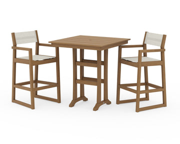 EDGE Sling Arm Chair 3-Piece Farmhouse Bar Set with Trestle Legs