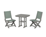 Coastal Folding Side Chair 3-Piece Dining Set