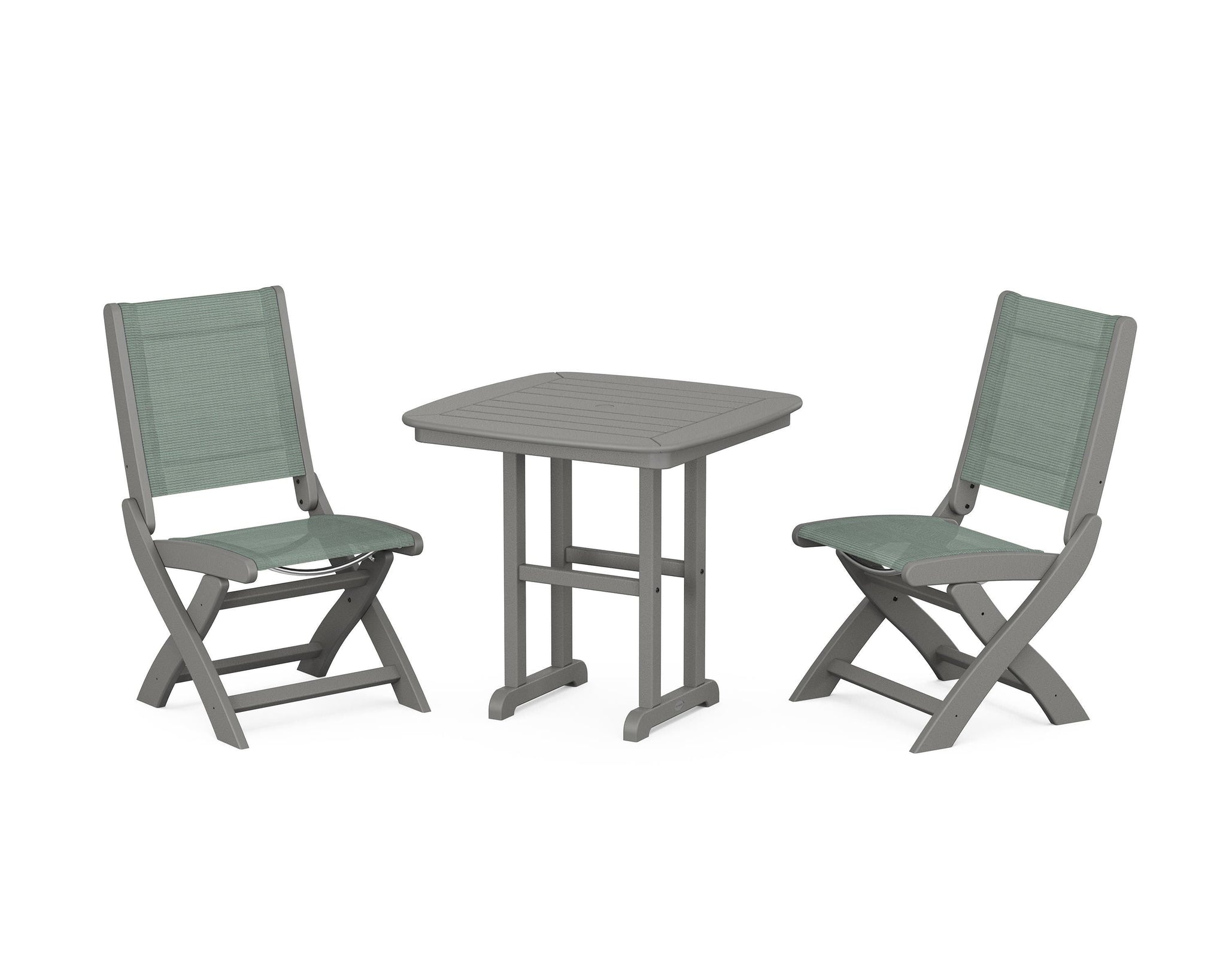 Coastal Folding Side Chair 3-Piece Dining Set