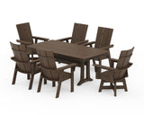 Modern Adirondack Swivel Chair 7-Piece Dining Set with Trestle Legs