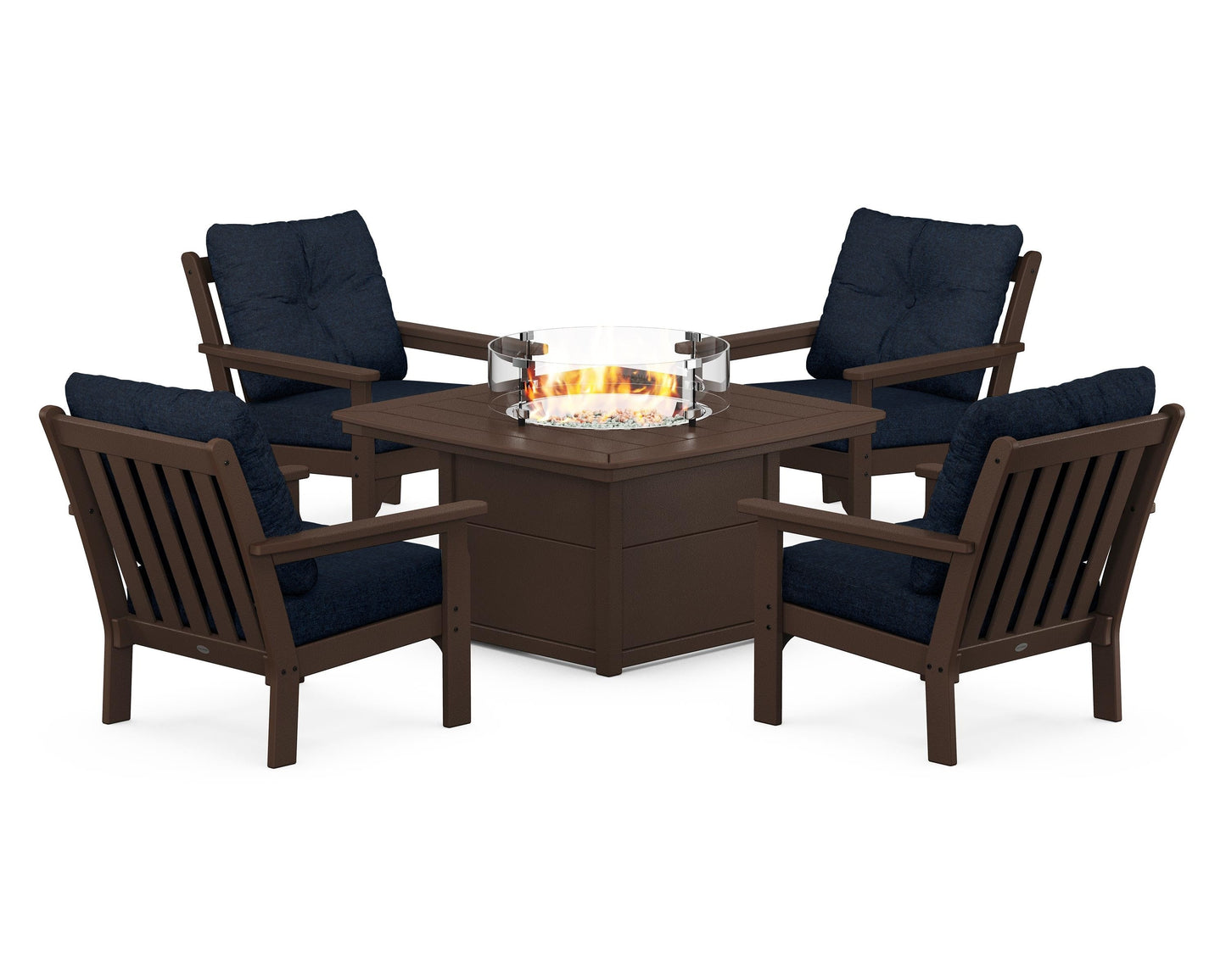 Vineyard 5-Piece Conversation Set with Fire Pit Table