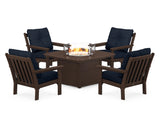 Vineyard 5-Piece Conversation Set with Fire Pit Table