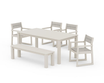 EDGE Sling Arm Chair 6-Piece Parsons Dining Set with Bench
