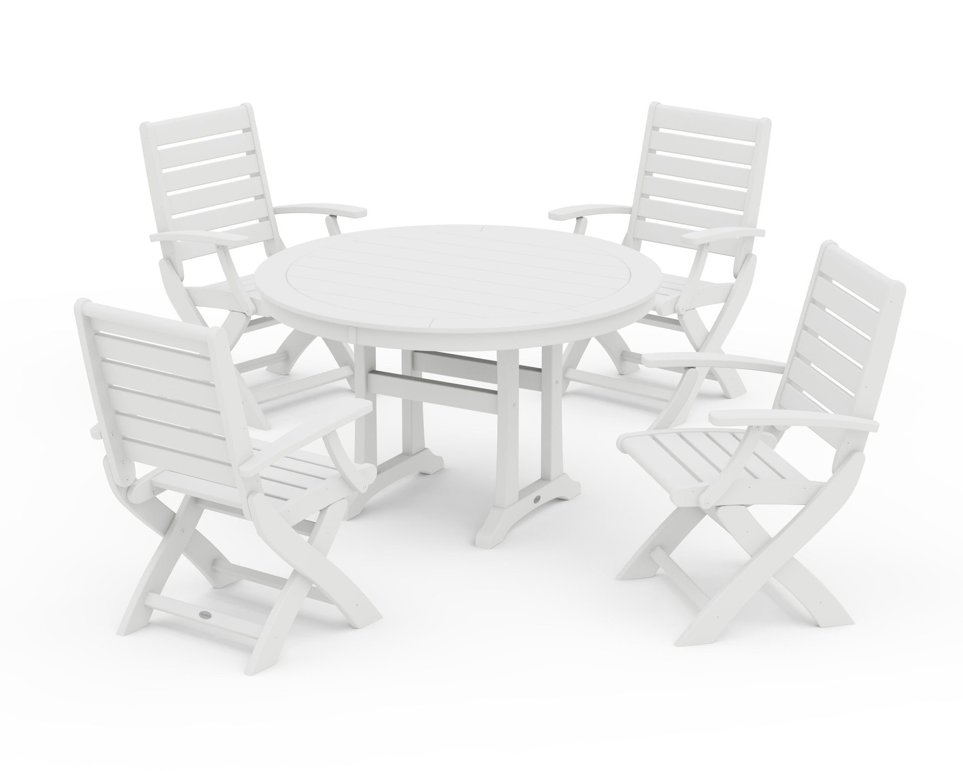 Signature Folding Chair 5-Piece Round Dining Set with Trestle Legs