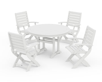 Signature Folding Chair 5-Piece Round Dining Set with Trestle Legs