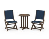 Coastal Folding Side Chair 3-Piece Round Bistro Dining Set