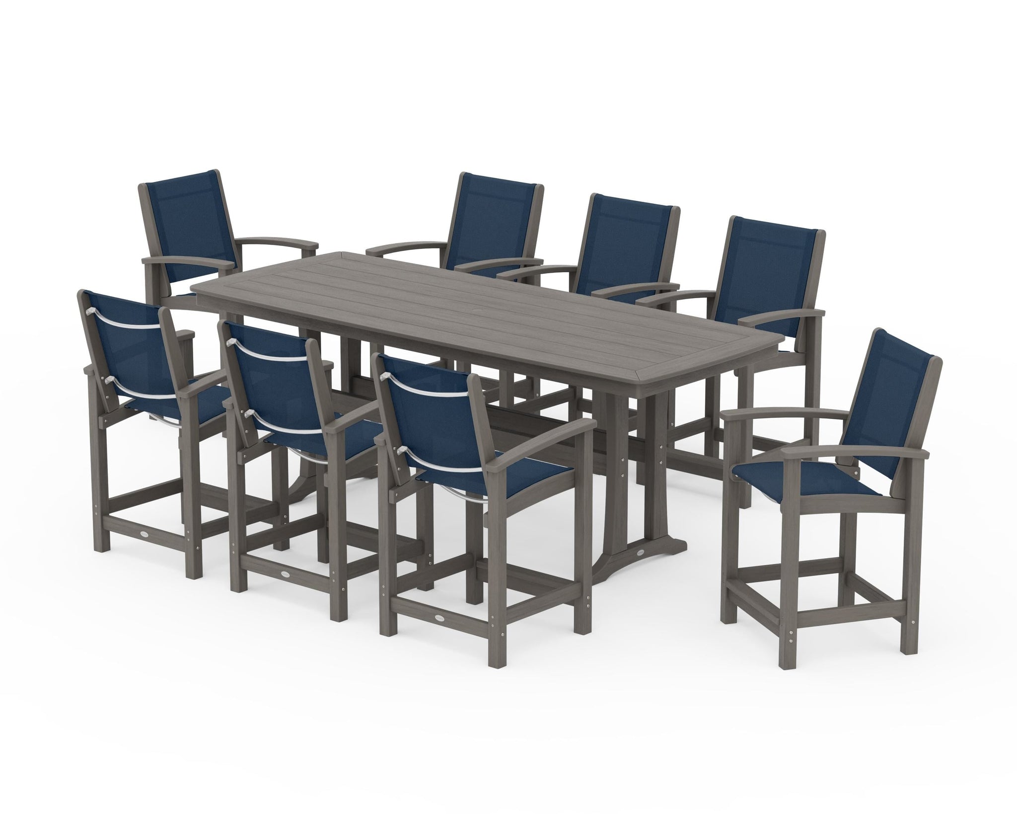 Coastal 9-Piece Counter Set with Trestle Legs