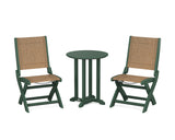 Coastal Folding Side Chair 3-Piece Round Bistro Dining Set