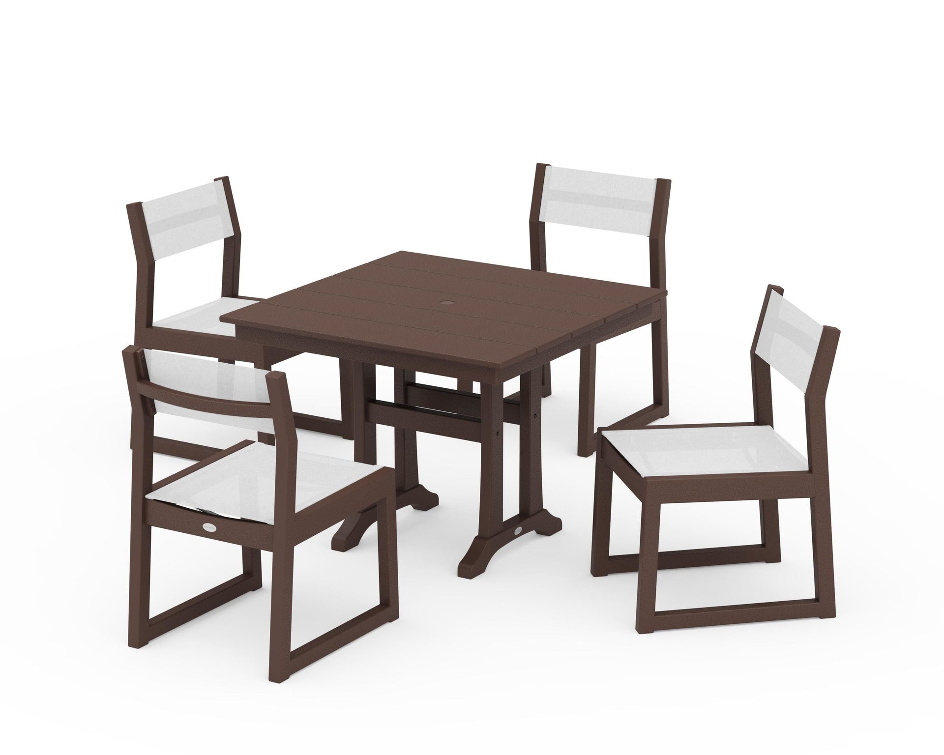 EDGE Sling 5-Piece Farmhouse Trestle Side Chair Dining Set