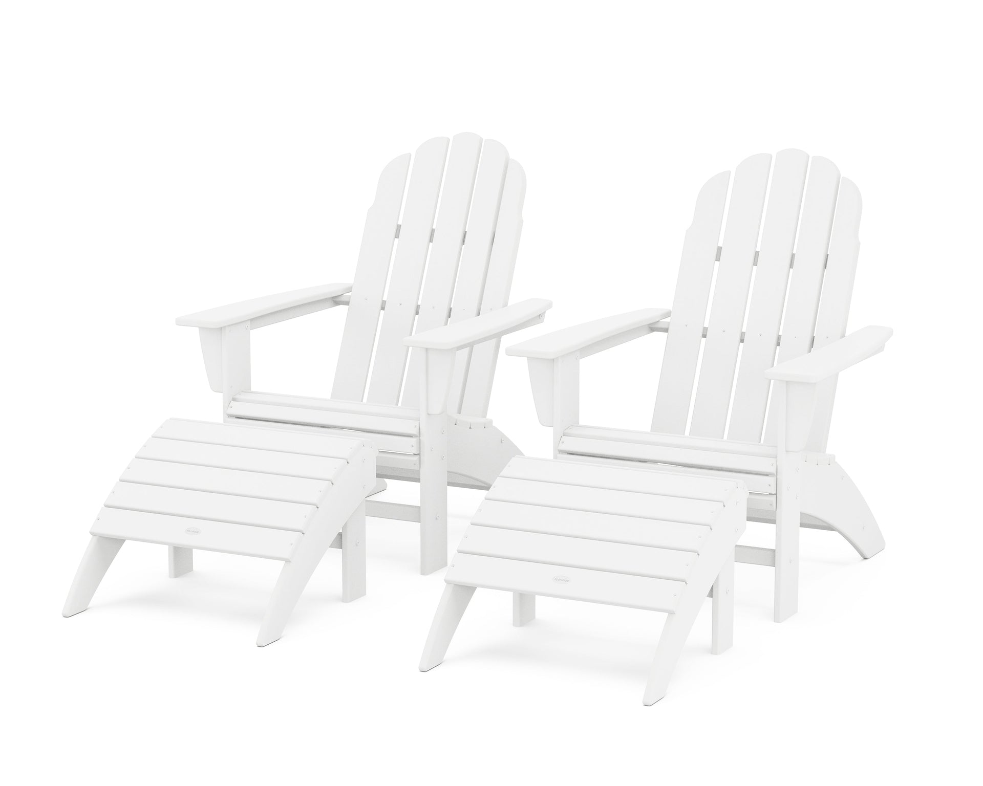 Vineyard Curveback Adirondack Chair 4-Piece Set with Ottomans
