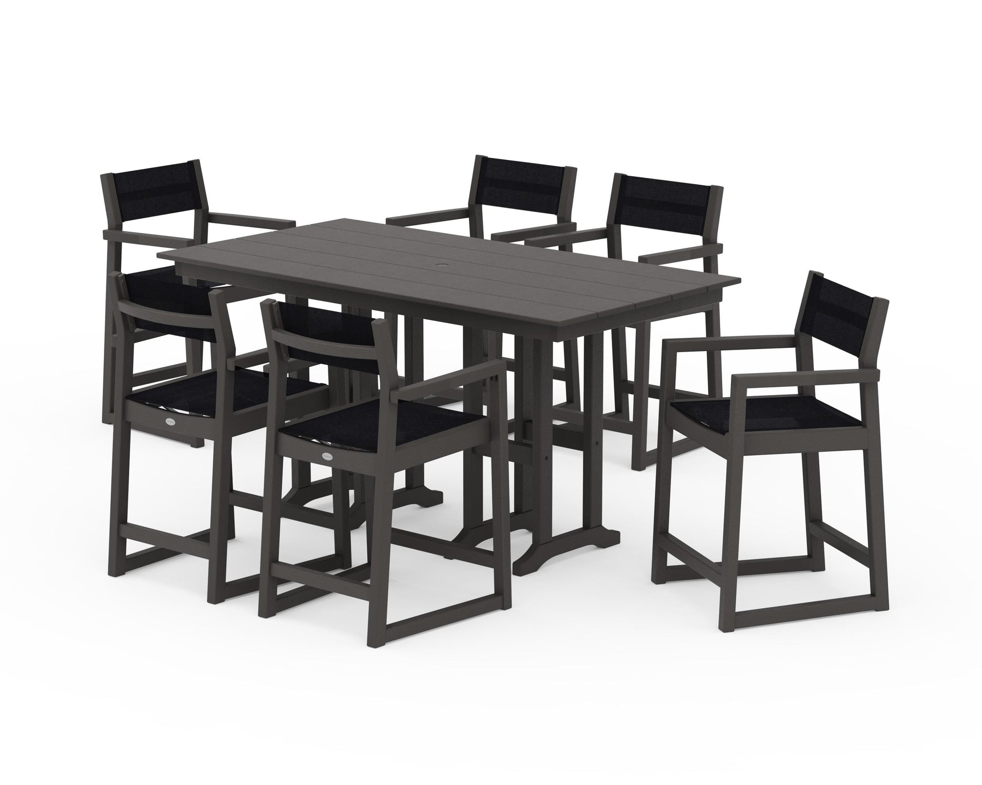 EDGE Sling Arm Chair 7-Piece Farmhouse Counter Set