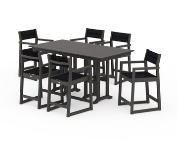EDGE Sling Arm Chair 7-Piece Farmhouse Counter Set
