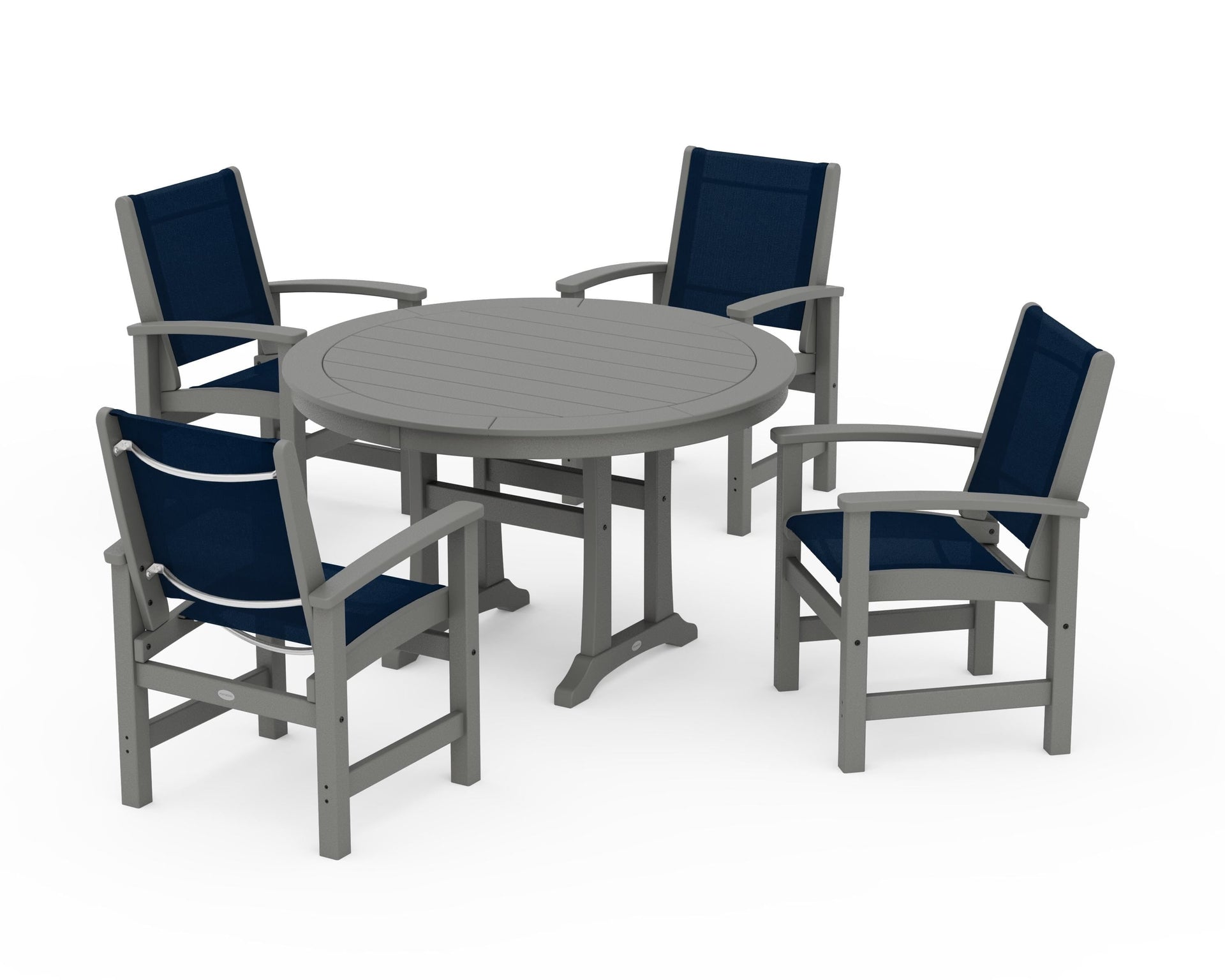 Coastal 5-Piece Round Dining Set with Trestle Legs