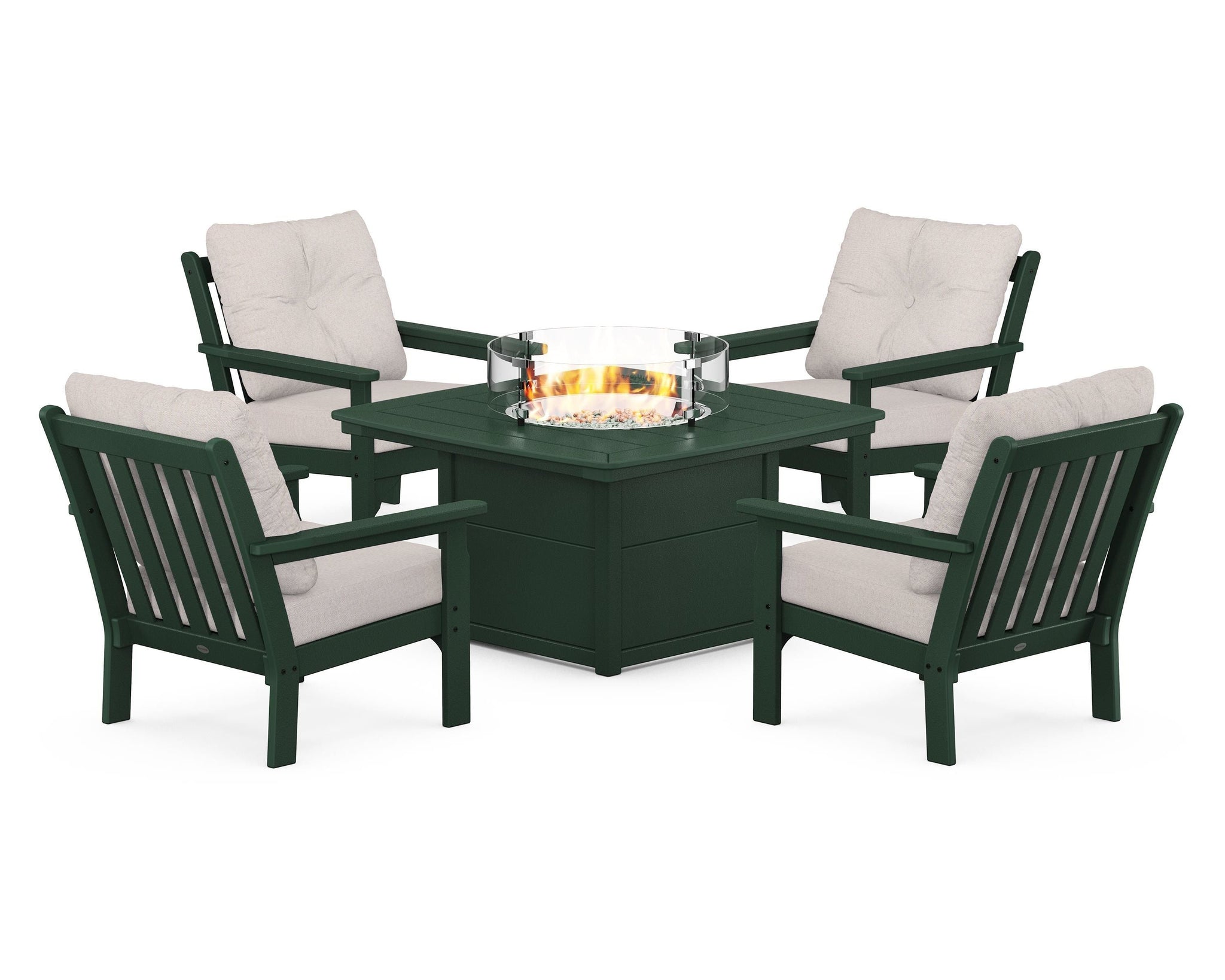 Vineyard 5-Piece Conversation Set with Fire Pit Table