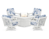 Vineyard 5-Piece Deep Seating Swivel Conversation Set with Fire Pit Table