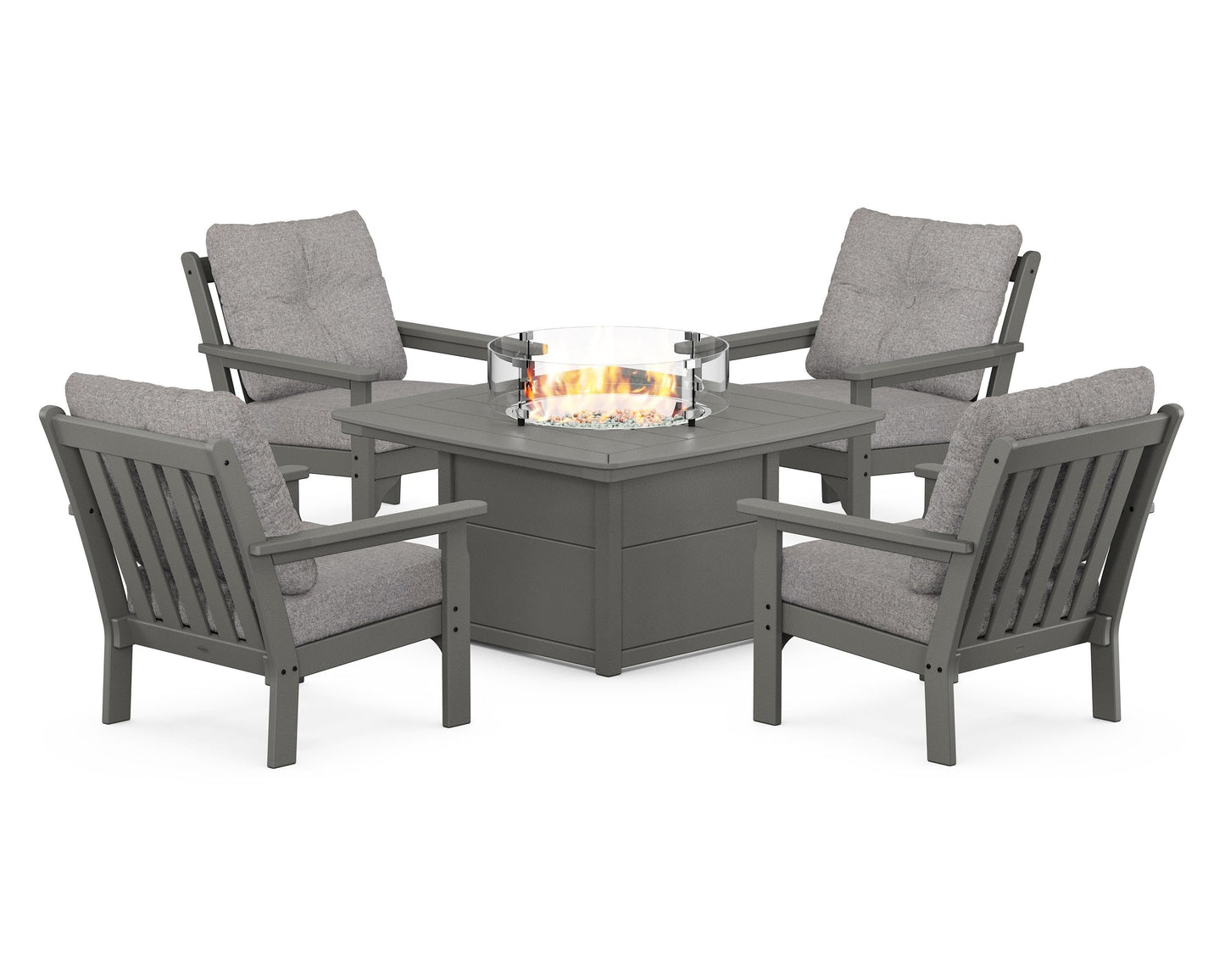 Vineyard 5-Piece Conversation Set with Fire Pit Table