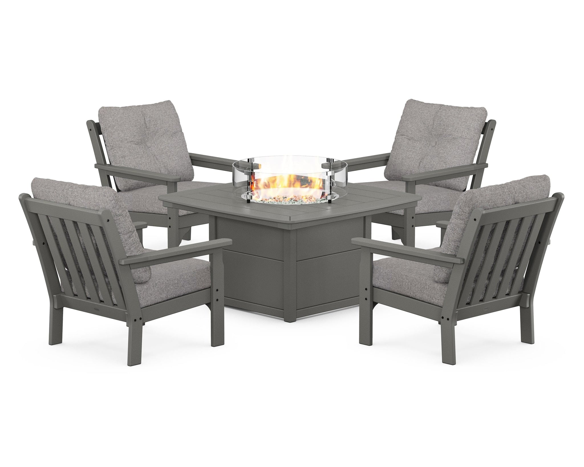 Vineyard 5-Piece Conversation Set with Fire Pit Table
