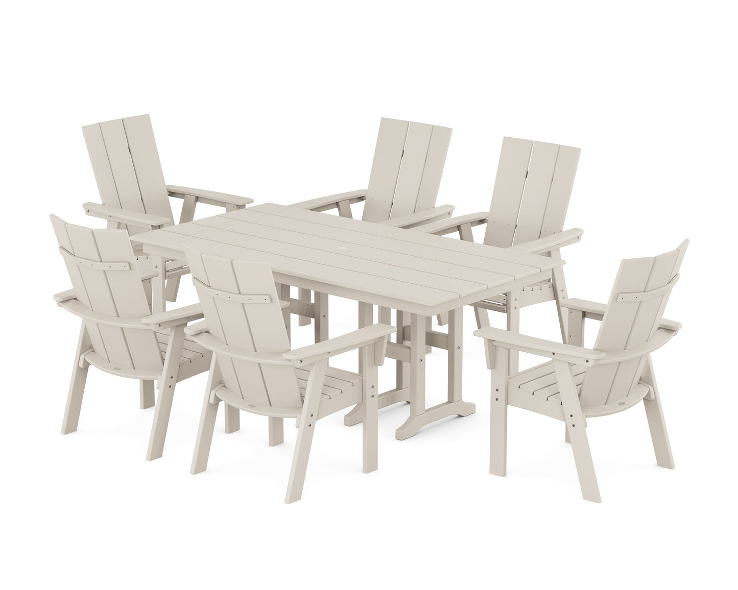 Modern Curveback Adirondack 7-Piece Farmhouse Dining Set