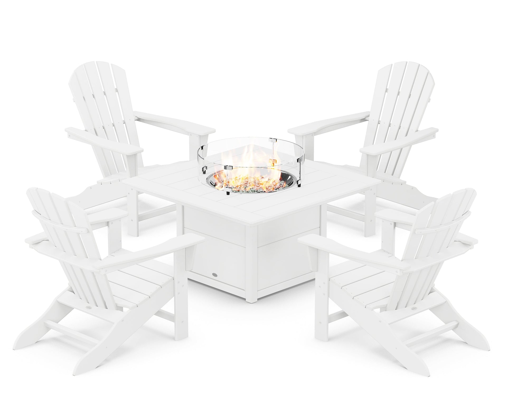 Palm Coast 5-Piece Adirondack Chair Conversation Set with Fire Pit Table