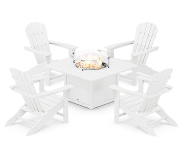 Palm Coast 5-Piece Adirondack Chair Conversation Set with Fire Pit Table