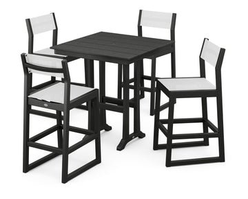 EDGE Sling Arm Chair 5-Piece Farmhouse Bar Set with Trestle Legs