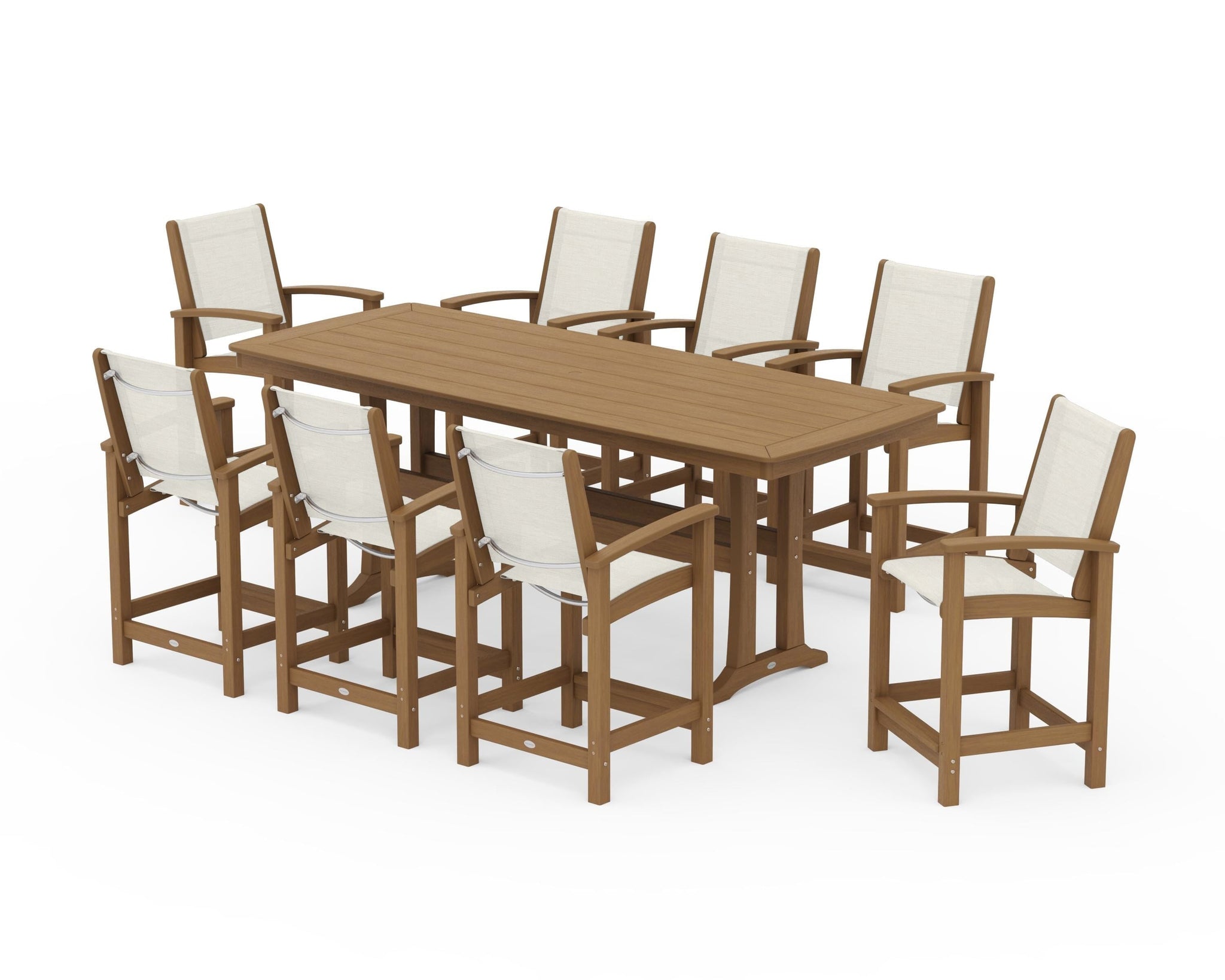 Coastal 9-Piece Counter Set with Trestle Legs