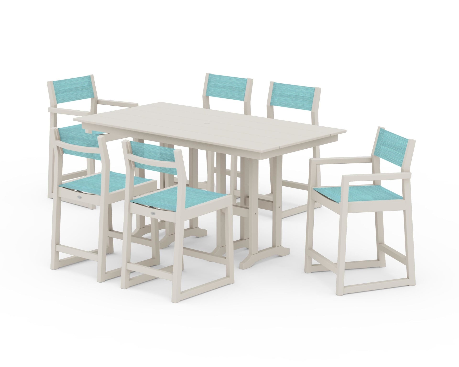 EDGE Sling 7-Piece Farmhouse Counter Set with Trestle Legs
