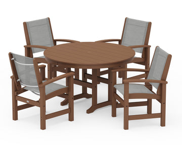 Coastal 5-Piece Round Farmhouse Dining Set