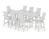 Modern Curveback Adirondack 9-Piece Farmhouse Bar Set with Trestle Legs