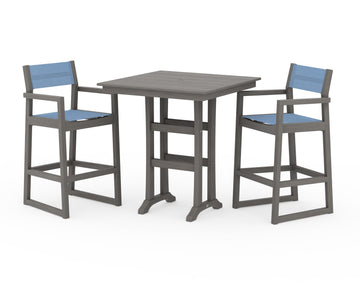 EDGE Sling Arm Chair 3-Piece Farmhouse Bar Set with Trestle Legs