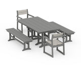 EDGE Sling Arm Chair 5-Piece Farmhouse Dining Set with Benches