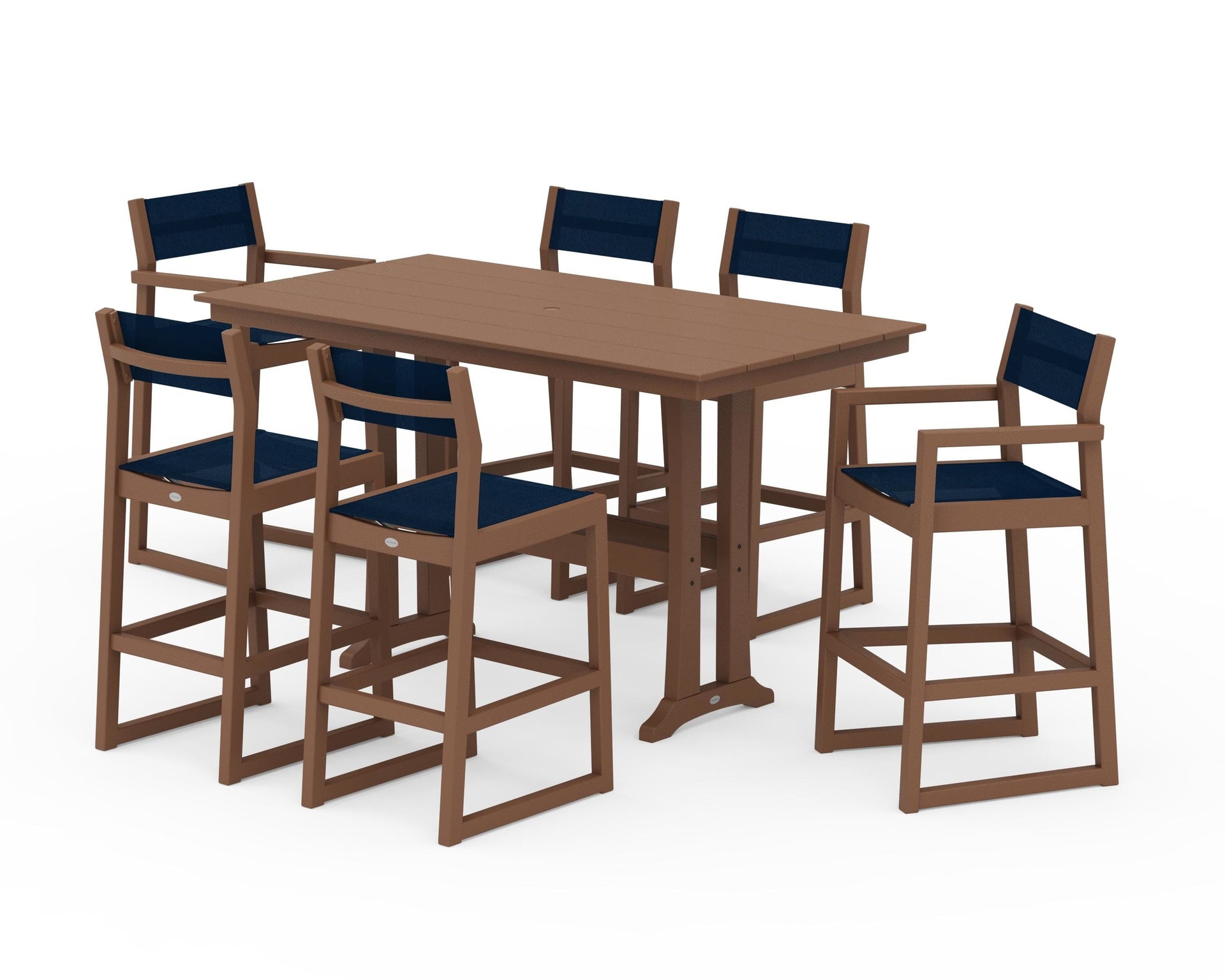 EDGE Sling 7-Piece Farmhouse Bar Set with Trestle Legs
