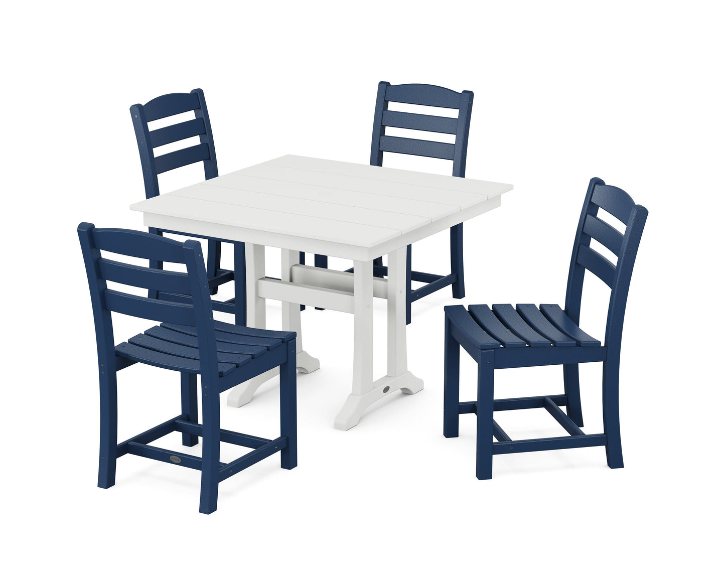La Casa Café 5-Piece Farmhouse Trestle Side Chair Dining Set