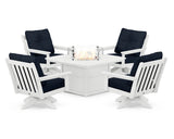 Vineyard 5-Piece Deep Seating Swivel Conversation Set with Fire Pit Table