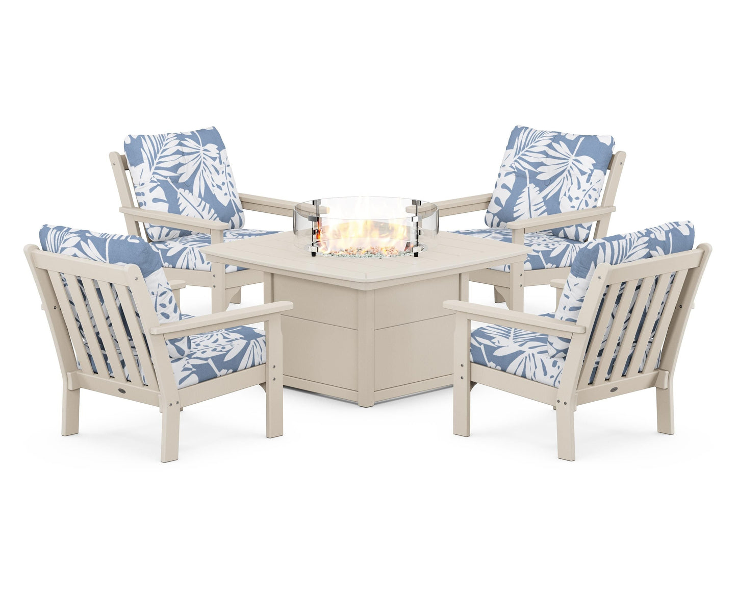 Vineyard 5-Piece Conversation Set with Fire Pit Table