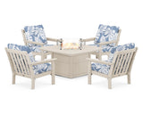 Vineyard 5-Piece Conversation Set with Fire Pit Table